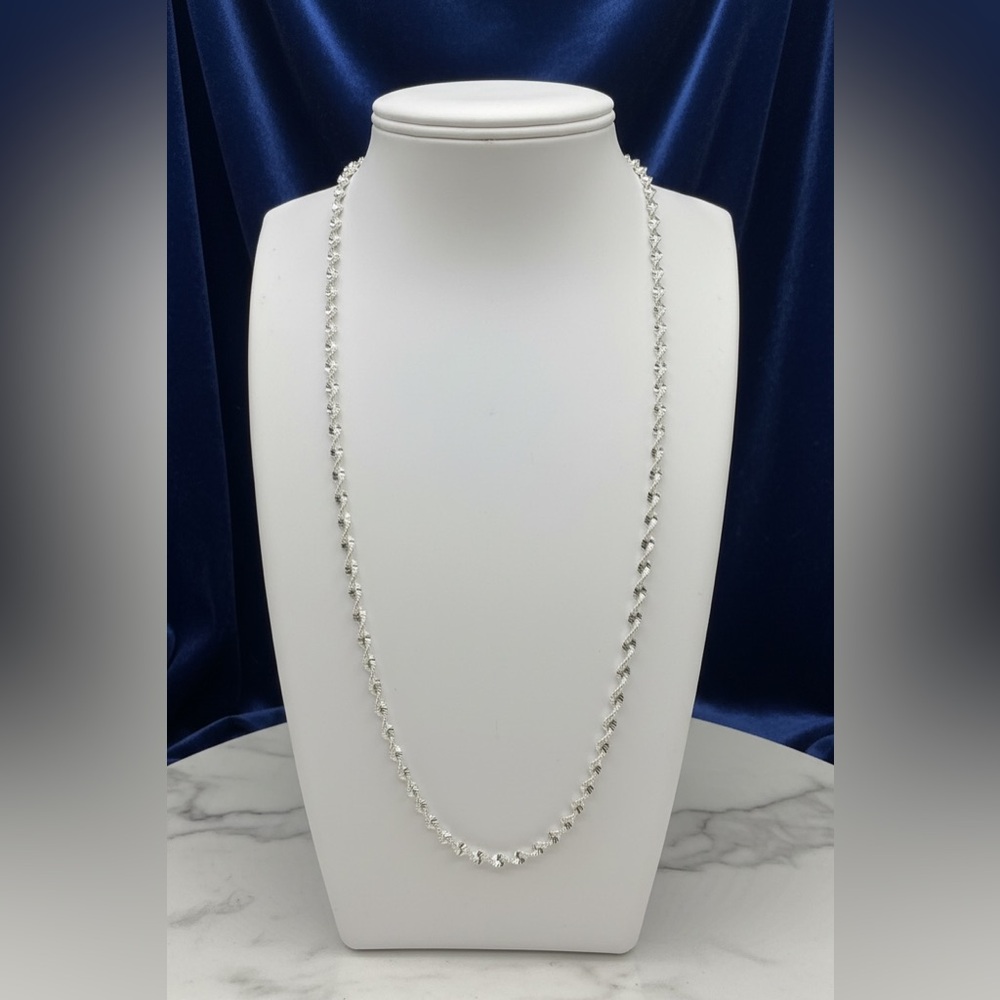 Classic Silver Twist Rope Necklace - Polished Chain